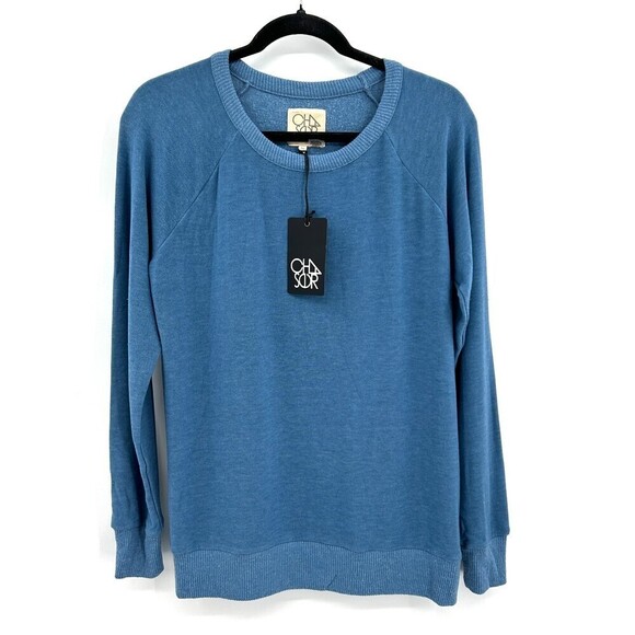 NWT CHASER Blue Crew Neck Super Soft Comfy Cozy Pullover Sweatshirt Size Medium - Picture 1 of 4